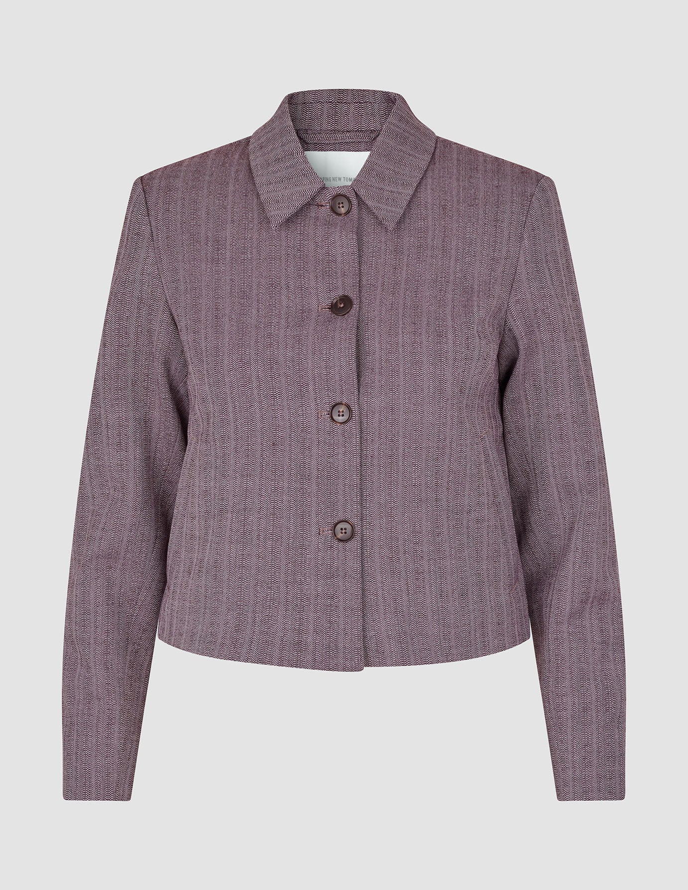 Serene Set Pink Winery Herringbone Short Jacket and Pants Wide